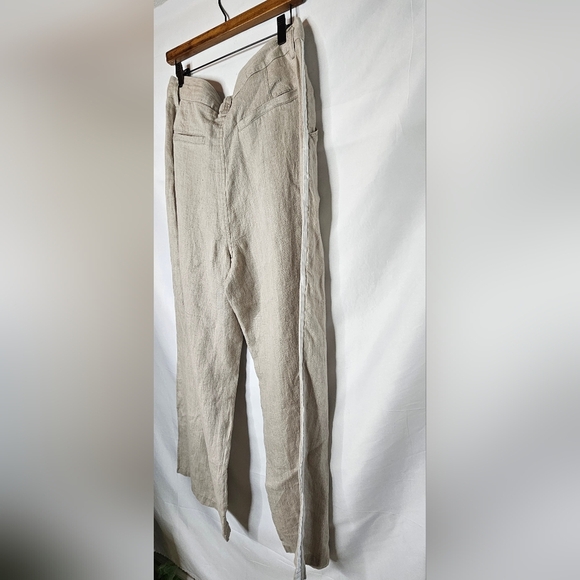 NWT Sundance Bellamy Pleated Linen Pants Size 16 Natural Beige Wide Leg - Picture 8 of 11
